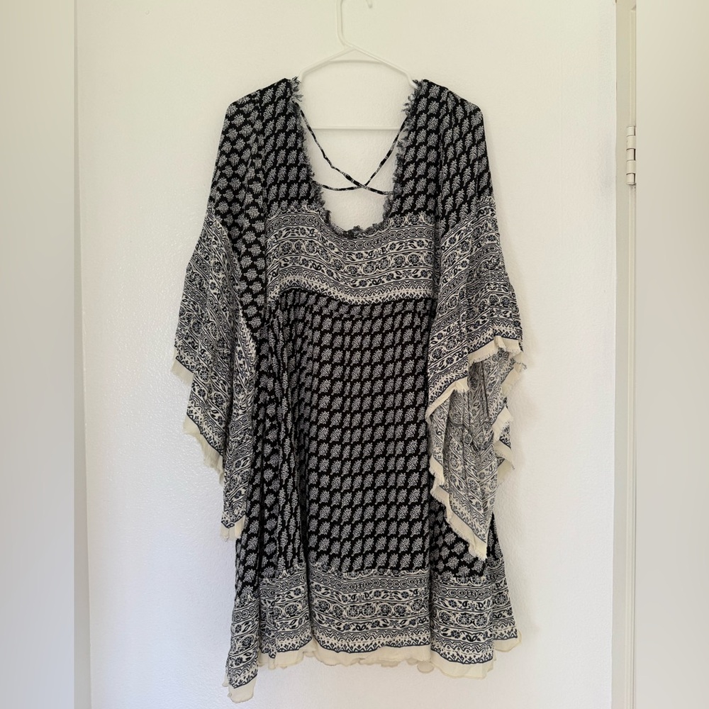 Free People Navy and White Textured Dress
